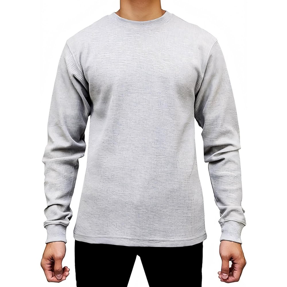 Access Men's Heavyweight Long Sleeve Thermal Crew Neck Top LtGray 4X