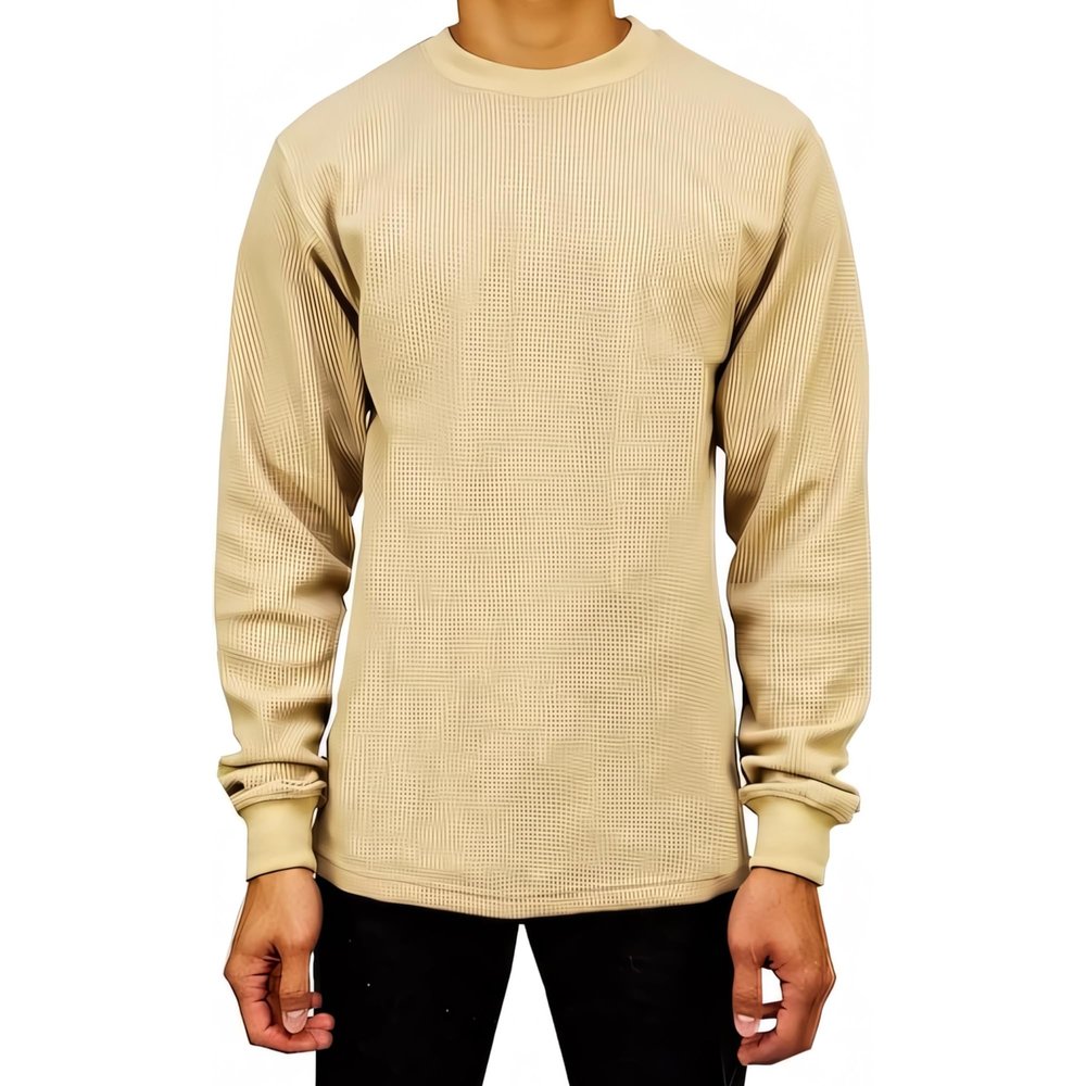 Access Men's Heavyweight Long Sleeve Thermal Crew Neck Top Khaki 3X