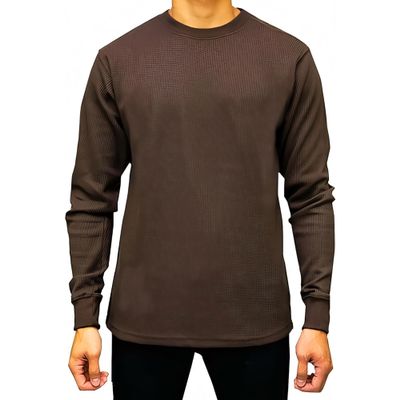 Access Men's Heavyweight Long Sleeve Thermal Crew Neck Top Brown 2X