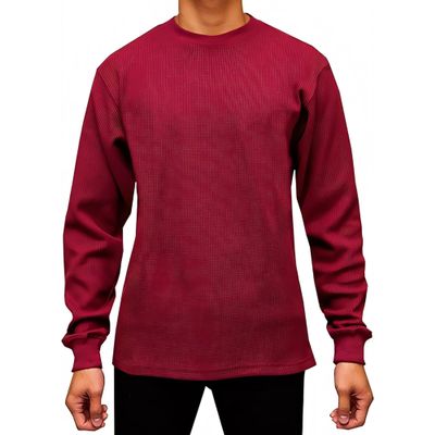 Access Men's Heavyweight Long Sleeve Thermal Crew Neck Top Burgundy Large