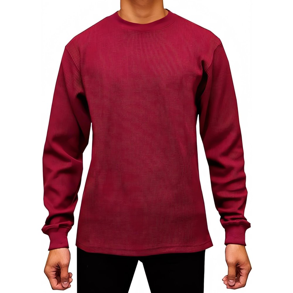 Access Men's Heavyweight Long Sleeve Thermal Crew Neck Top Burgundy 4X