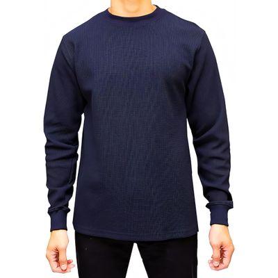 Access Men's Heavyweight Long Sleeve Thermal Crew Neck Top Navy 3X