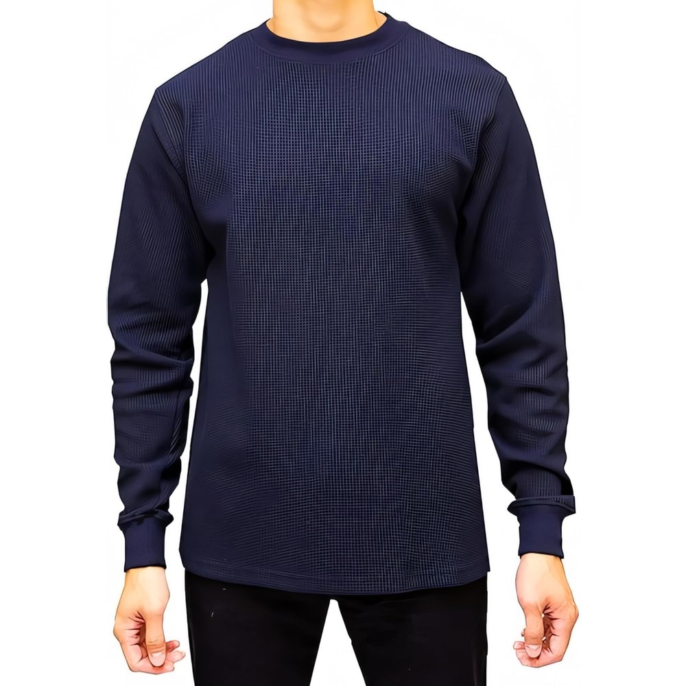 Access Men's Heavyweight Long Sleeve Thermal Crew Neck Top Navy 3X