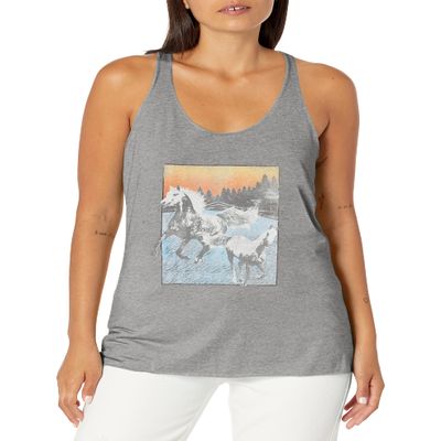 LOST GODS Women's Horses Racerback Tank Top - Gray Heather - Small