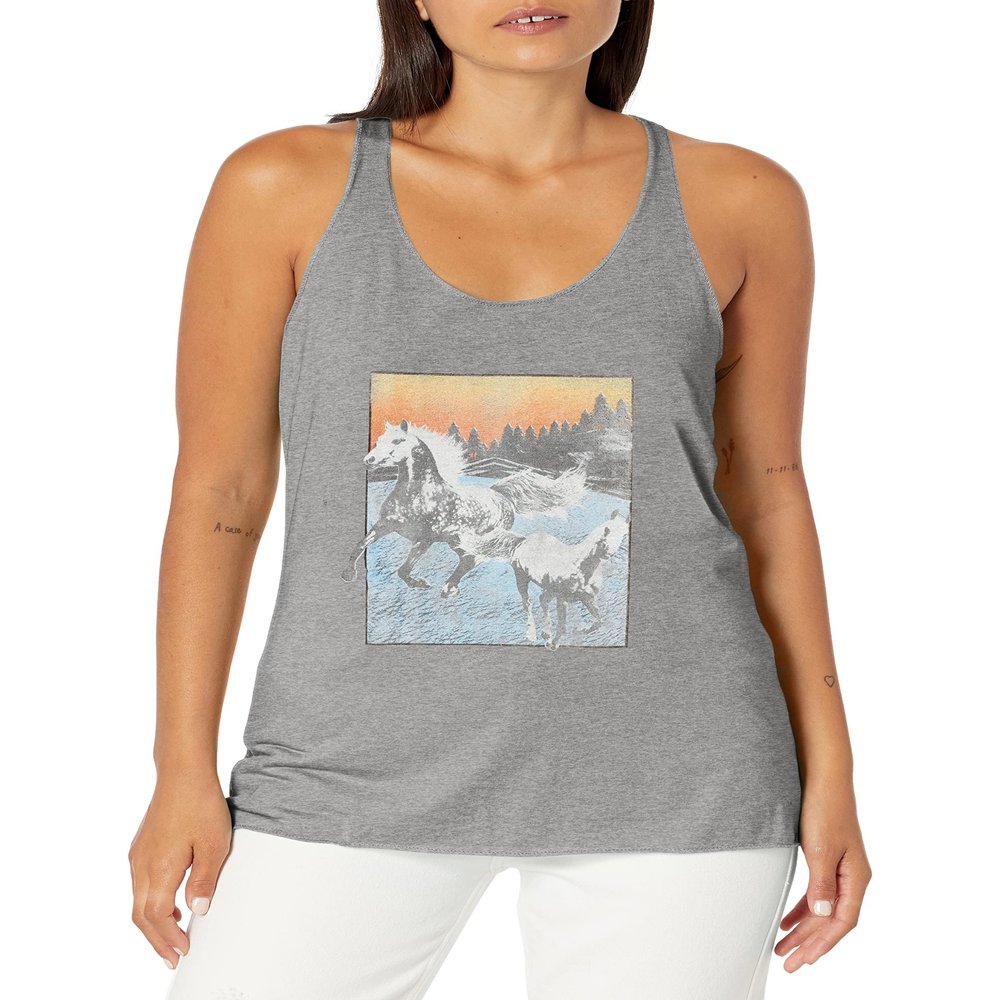 LOST GODS Women's Horses Racerback Tank Top - Gray Heather - Small