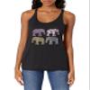 LOST GODS Women's Elephant Pattern Parade Racerback Tank Top - Black Heather - Small view 1