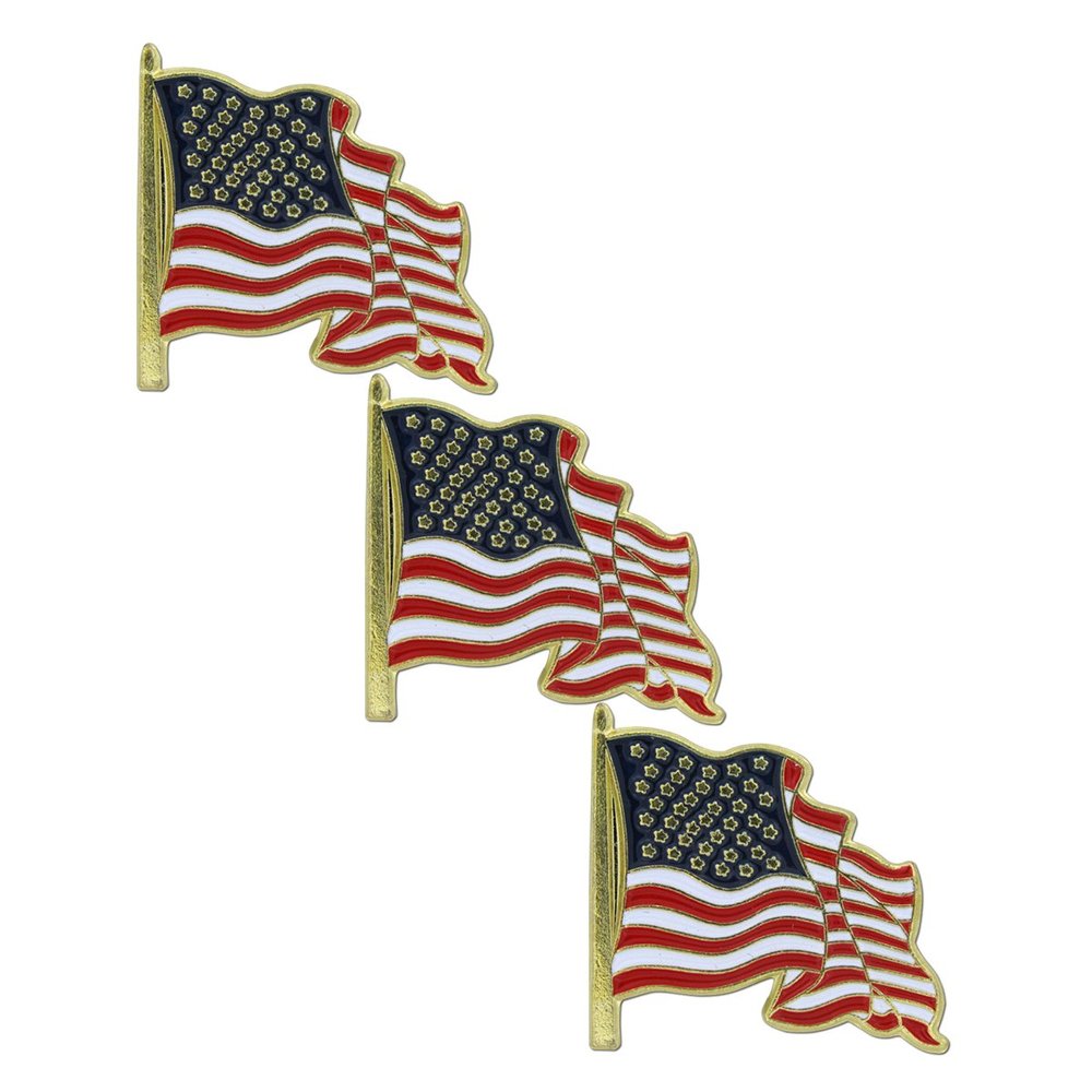 Online Stores, Inc. Waving USA Flag Lapel Pin (3 PK)