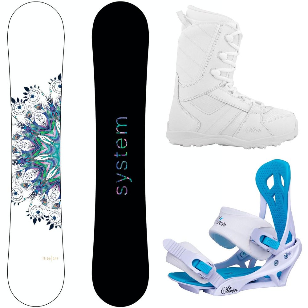 Package-System Flite Women's Snowboard-149 cm-Siren Mystic Bindings-Siren Lux Women's Snowboard Boots-9