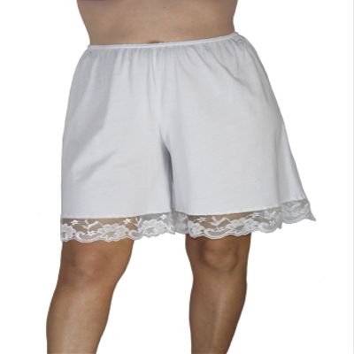 Underworks Pettipants Cotton Knit Culotte Slip Bloomers Split Skirt 9-inch Inseam Small-White