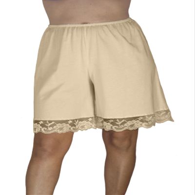 Underworks Pettipants Cotton Knit Culotte Slip Bloomers Split Skirt 9-inch Inseam 4X-Large-Beige