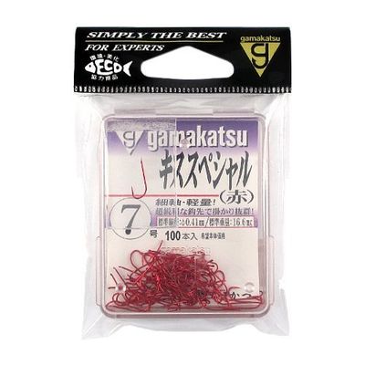 Gamakatsu 66837 The Box Kiss Special Single Hook, No. 7, 100 Pieces, Red