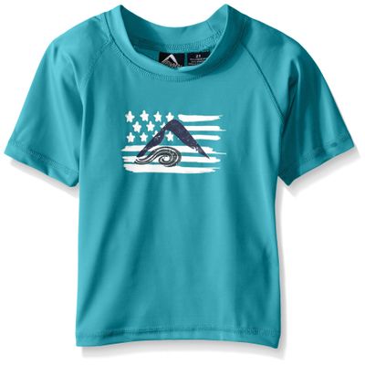 Kanu Surf Toddler Boys Haywire UPF 50+ Sun Protective Rashguard Swim Shirt, Optic Aqua, 2T