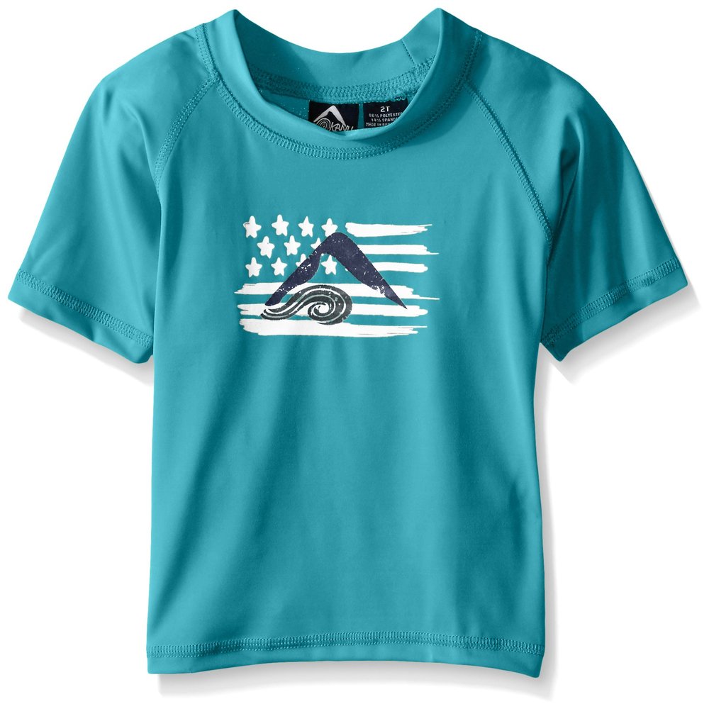 Kanu Surf Toddler Boys Haywire UPF 50+ Sun Protective Rashguard Swim Shirt, Optic Aqua, 2T