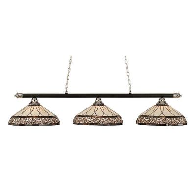 Toltec Lighting 373-CHMB-948 Oxford 3 Light Bar with 16" Royal Merlot Tiffany Glass, Chrome and Matte Black Finish