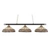 Toltec Lighting 373-CHMB-948 Oxford 3 Light Bar with 16" Royal Merlot Tiffany Glass, Chrome and Matte Black Finish view 1