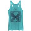 LOST GODS Women's Butterfly Henna Frame Racerback Tank Top - Tahiti Blue - Small view 2
