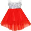 HK32 Girls Dress Sequin Mesh Party Wedding Princess Tulle Red Size 8 view 1