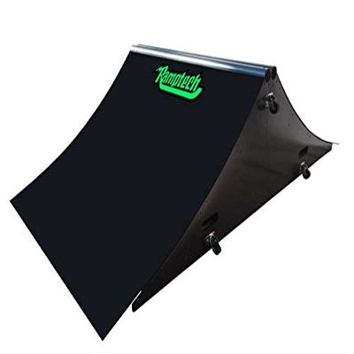 Ramptech Spine Ramp (2' Tall x 4' Wide) - Weatherproof, Heavy-Duty Indoor and Outdoor DIY Skateboard Spine Kit - Portable Skateboarding Ramps with Caster Wheels and High Friction ABS Surfacing Black