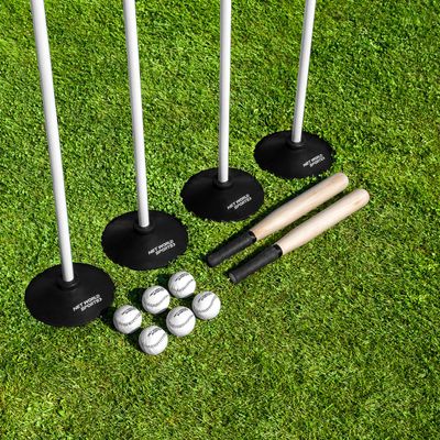 Net World Sports Complete Rounders Set (Bats, Balls, Poles, Bases & Carry Bag) (Classic or Jumbo)  Everything Your School, College or Team Needs for Rounders Action (Classic Rounders Set)