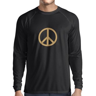 lepni.me Mens T Shirt Peace Love Hippie Sign 60s 70s Style, Hippy Symbol (X-Large Black Gold)
