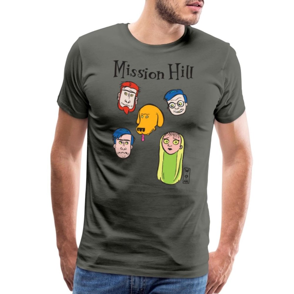 Spreadshirt Mission Hill Faces Men's Premium T-Shirt, 2XL, Asphalt Gray