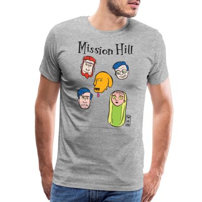Spreadshirt Mission Hill Faces Men's Premium T-Shirt, 3XL, Heather Gray