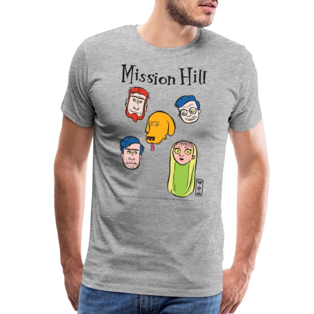 Spreadshirt Mission Hill Faces Men's Premium T-Shirt, 3XL, Heather Gray