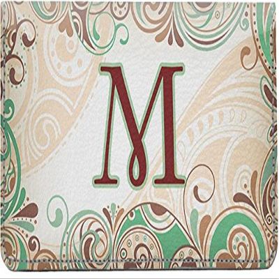 123 Cheap Checks Funky Monogram M Designer Checkbook Cover, with Credit Card Slots and Pen Loop