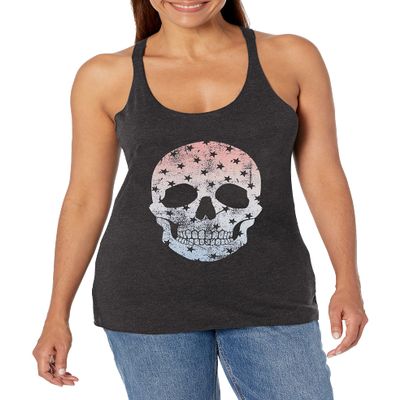 Lost Gods Starry Skull Women's Racerback Tank Top, Black Heather, Small
