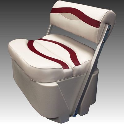 DeckMate Complete Premium Pontoon Flip Flop Seat and Base (Ivory/Burgundy/Tan)