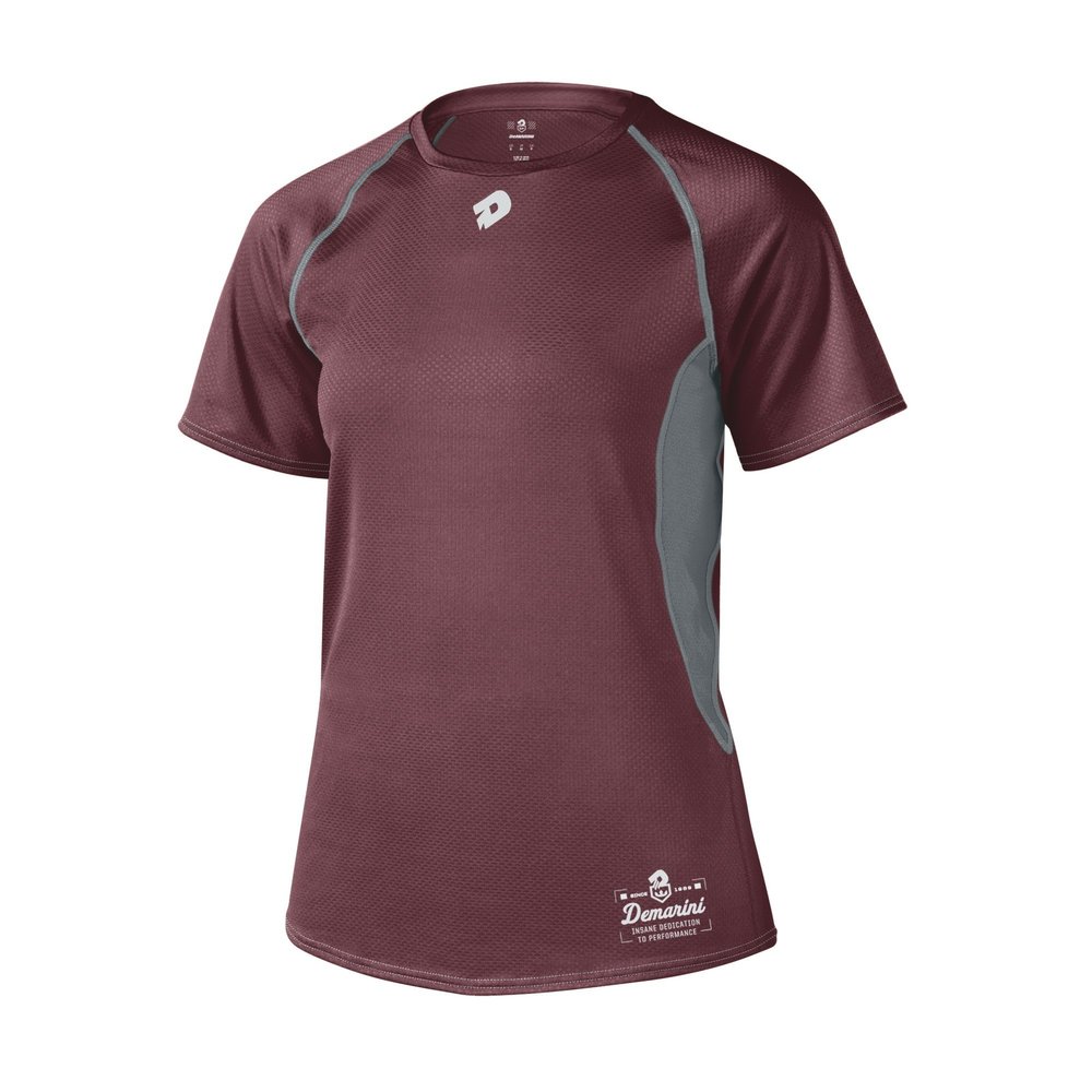 DeMarini Women's Game Day Short Sleeve Team Shirt, Maroon, X-Large