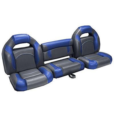 DeckMate 68" Bass Boat Seats (Charcoal & Blue)