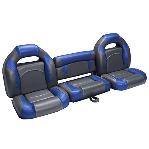DeckMate 68" Bass Boat Seats (Charcoal & Blue)