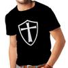 lepni.me Mens T-Shirt Knights Templar Soldiers of Christ Crusader Cross Shield (3XL Black White) view 1