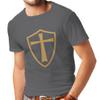 lepni.me Mens T-Shirt Knights Templar Soldiers of Christ Crusader Cross Shield (L Graphite Gold) view 1