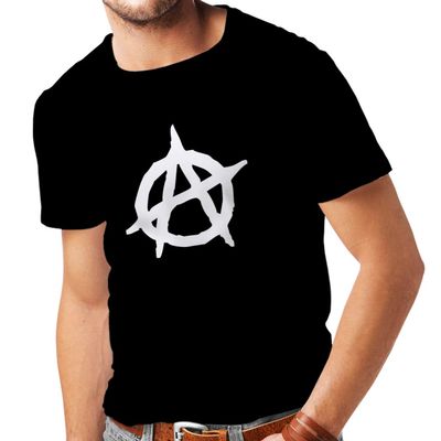 lepni.me Mens T-shirt Anarchist Symbol Anarchism Political Design Anarchy Monogram (XX-Large Black White)