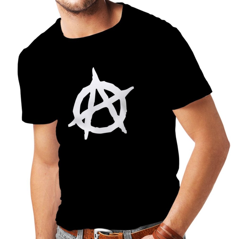 lepni.me Mens T-shirt Anarchist Symbol Anarchism Political Design Anarchy Monogram (XX-Large Black White)
