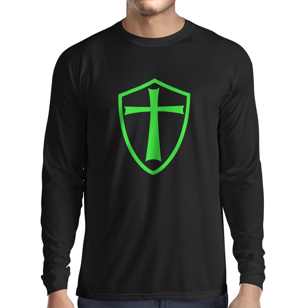 lepni.me Mens T Shirt Knights Templar Soldiers of Christ Crusader Cross Shield (M Black Green)