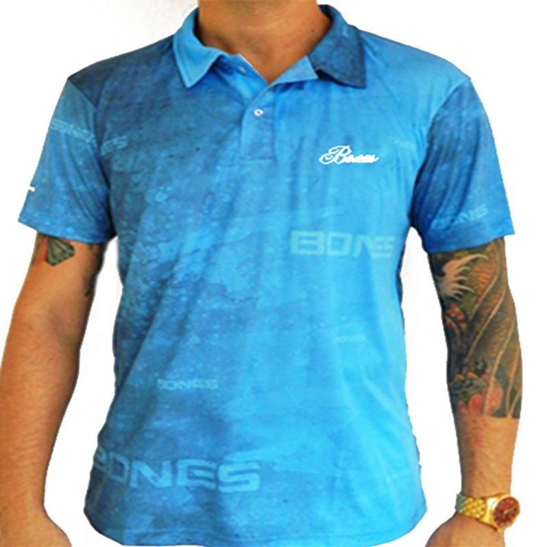 Blue Grunge Tecnodry Polo Tennis Shirt (X-Small) (Medium)
