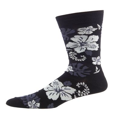 FineFit Man Cave Trouser Socks - One Size, Hibiscus - Black