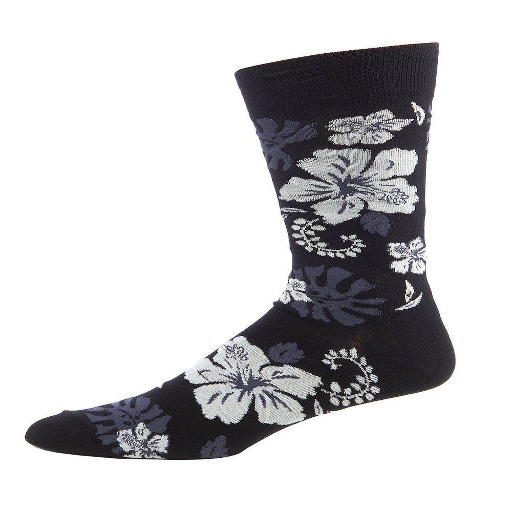 FineFit Man Cave Trouser Socks - One Size, Hibiscus - Black