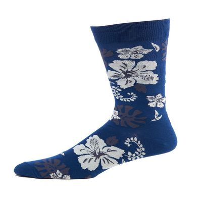 FineFit Man Cave Trouser Socks - One Size, Hibiscus - Navy