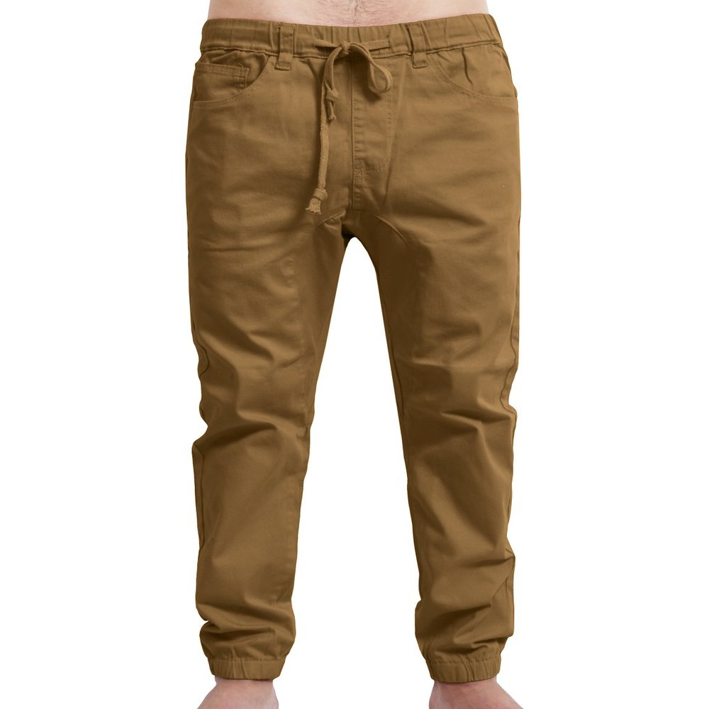 NE PEOPLE Mens Joggers Pants  Casual Lightweight Comfy Harem Slim Fit Adjustable Elastic Waist Pockets Sweatpants NEMP08 DkWheat L