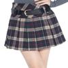 chouyatou Women's A-Line Plaid Wool Blend Pleated Skirt Side Zipper (Large, H475-Blue) view 1