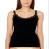 Women's Sexy Ultra Soft Camisole with Lace Trim Cotton Blend Basic Tank Top (Black, XL) view 1