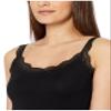 Women's Sexy Ultra Soft Camisole with Lace Trim Cotton Blend Basic Tank Top (Black, XL) view 4