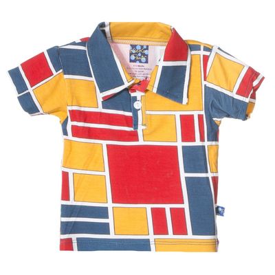 KicKee Pants Little Boys Print Short Sleeve Polo, Bauhaus, Boys 9