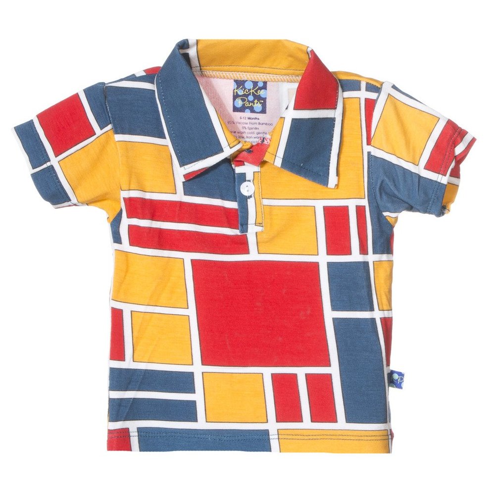 KicKee Pants Little Boys Print Short Sleeve Polo, Bauhaus, Boys 9