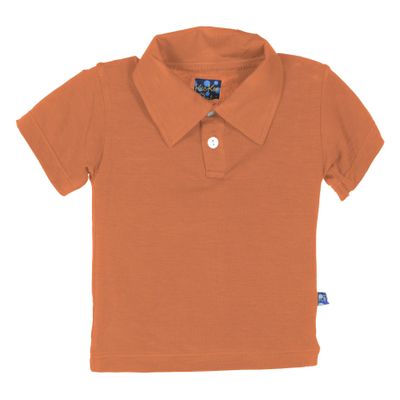 KicKee Pants Little Boys Solid Short Sleeve Polo, Copper, 3T