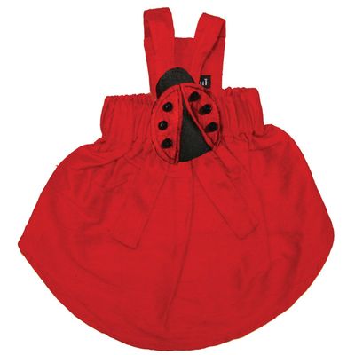 Dog in the Closet, The Holly Custom Red Silk Dog Dress with Ladybug Attachment